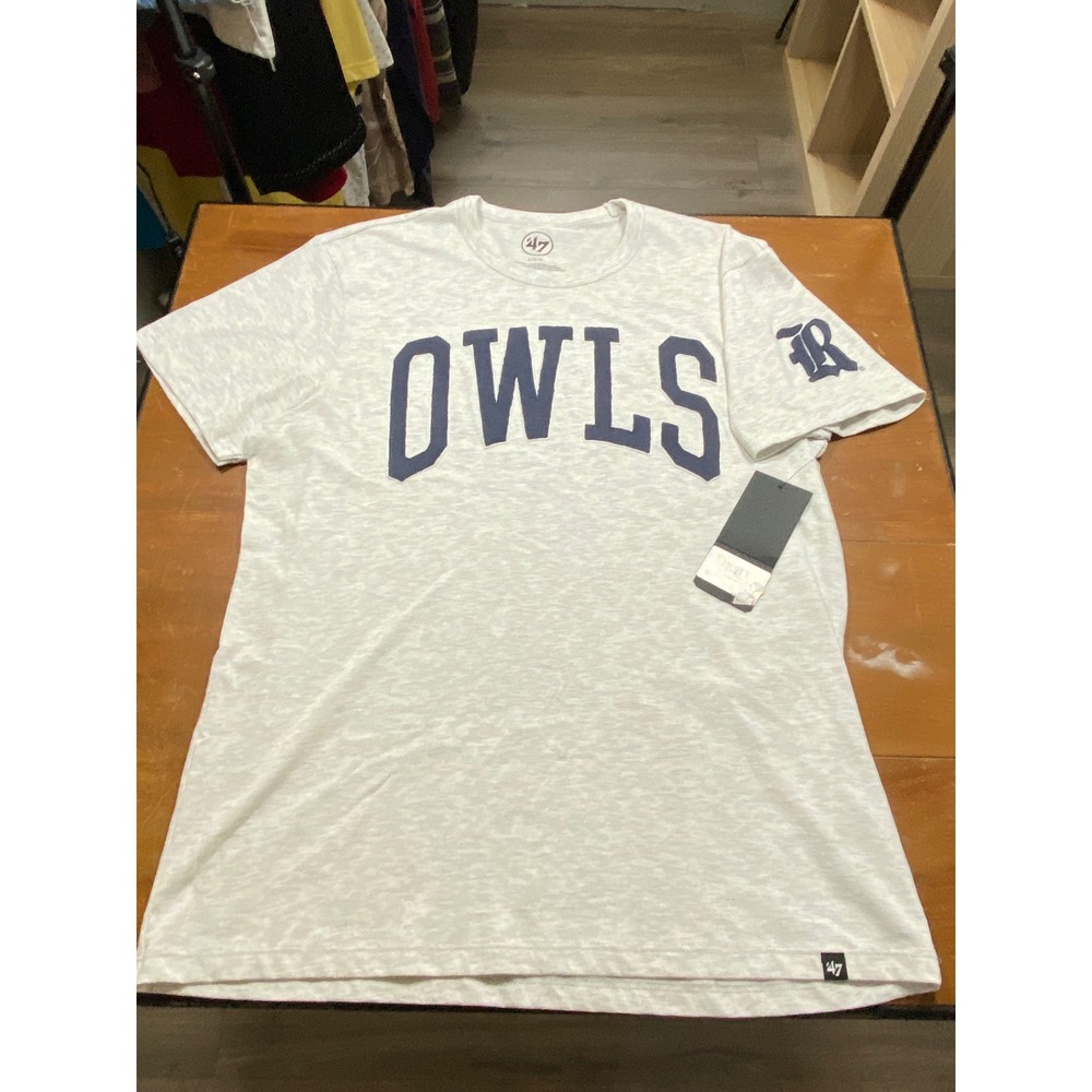 NWT '47 Brand Rice Owls T-Shirt Men Large Grey NCAA Collegiate Short Sleeve Tee